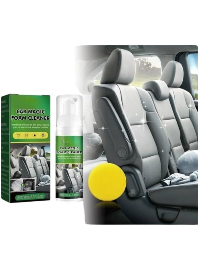 منظف ​​رغوي قوي للسيارات 60 مل - مزيل سحري للبقع لمقاعد السيارة، والمفروشات، والأقمشة، والأسطح الداخلية مع إسفنجة تنظيف - Image 1